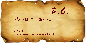 Pádár Opika névjegykártya